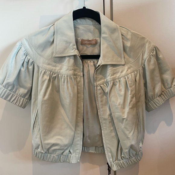 LUCA LUCA light blue leather jacket - Picture 1 of 8